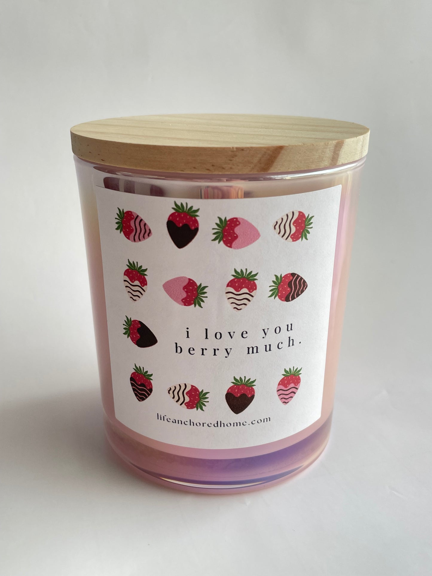 Valentine’s Day Love You Berry Much Soy Wax Candle – 10 oz Pink Strawberry Scented