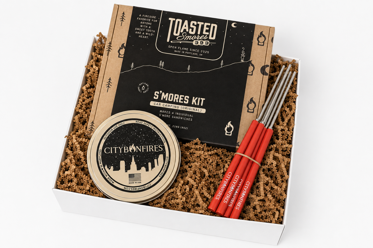 S'mores Gift Box | Campfire S'mores Kit, Roasting Sticks & Bonfire Tin