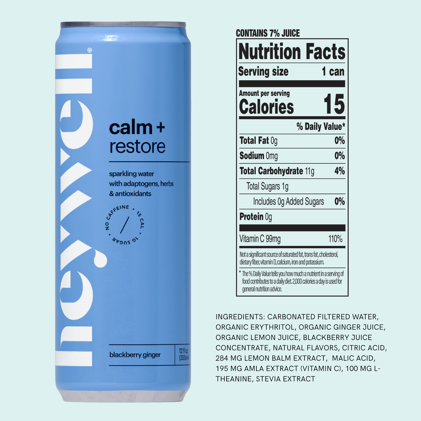 Heywell calm + restore sparkling blackberry ginger - 12 pack