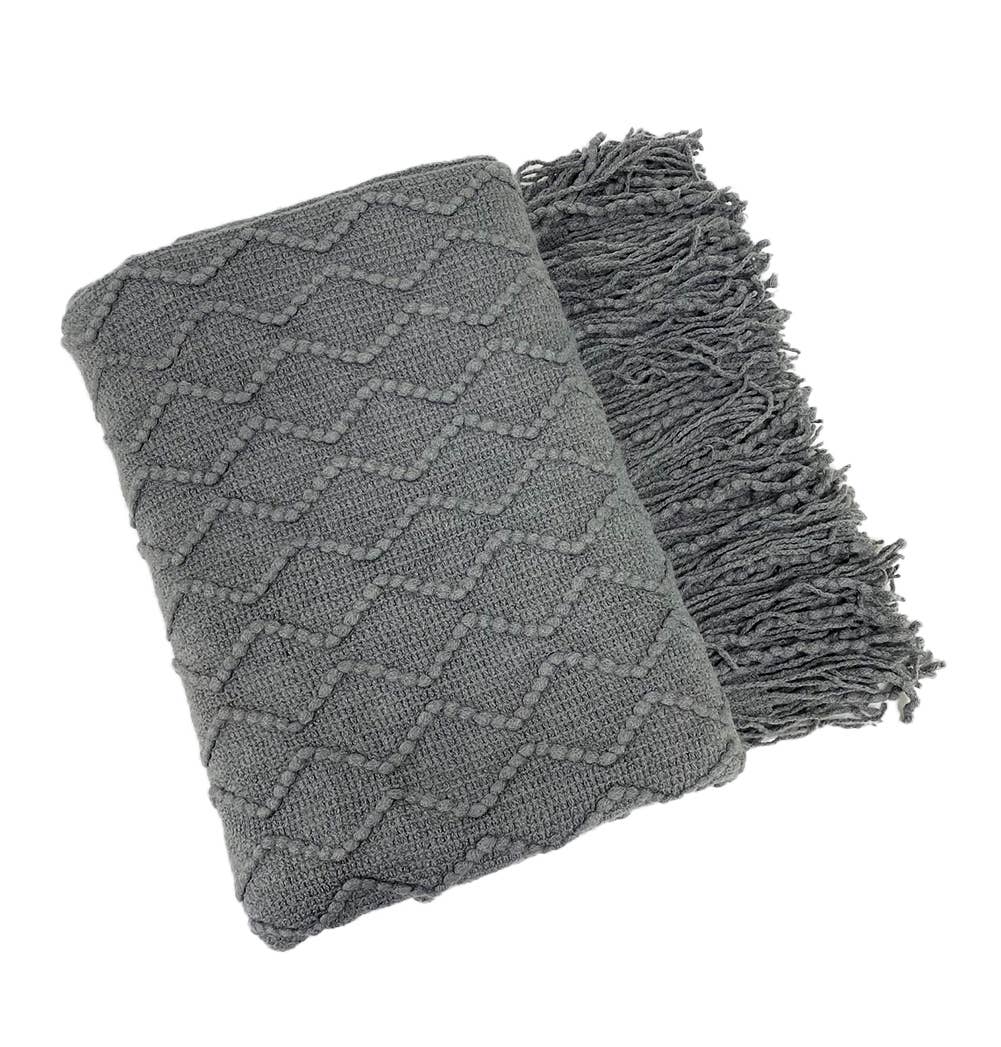 Weave Knit 50x60 Inch Throw Blanket: Grey