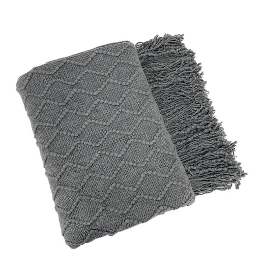 Weave Knit 50x60 Inch Throw Blanket: Grey