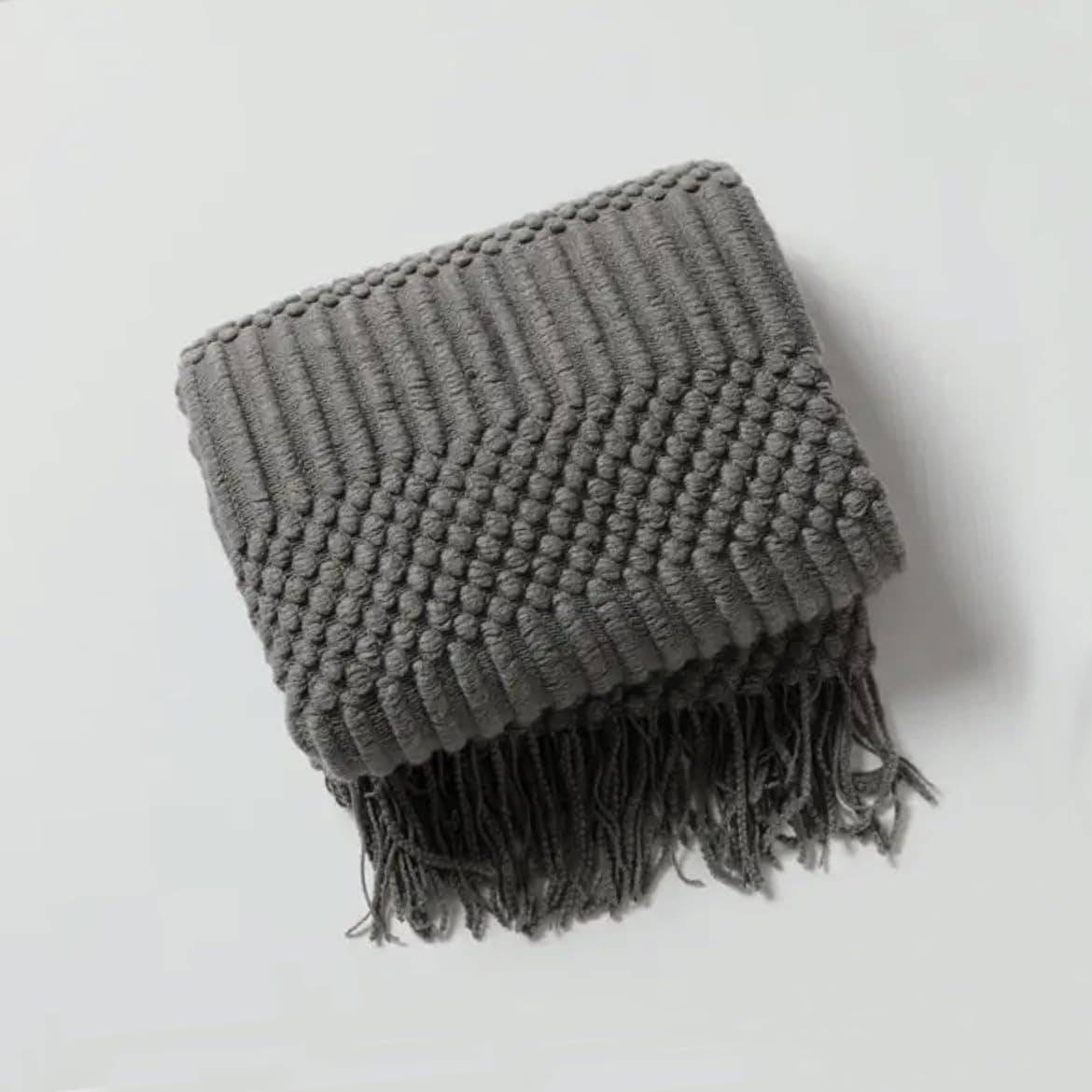 Waffle Stripe 50x60 Inch Throw Blanket: Navy Blue