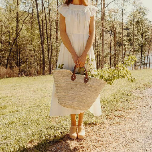 Easter bag, small straw bag, french basket,french market bag: Tan Broun / Small