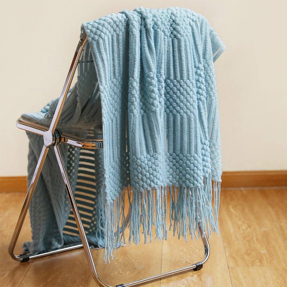 Waffle Stripe 50x60 Inch Throw Blanket: Slate