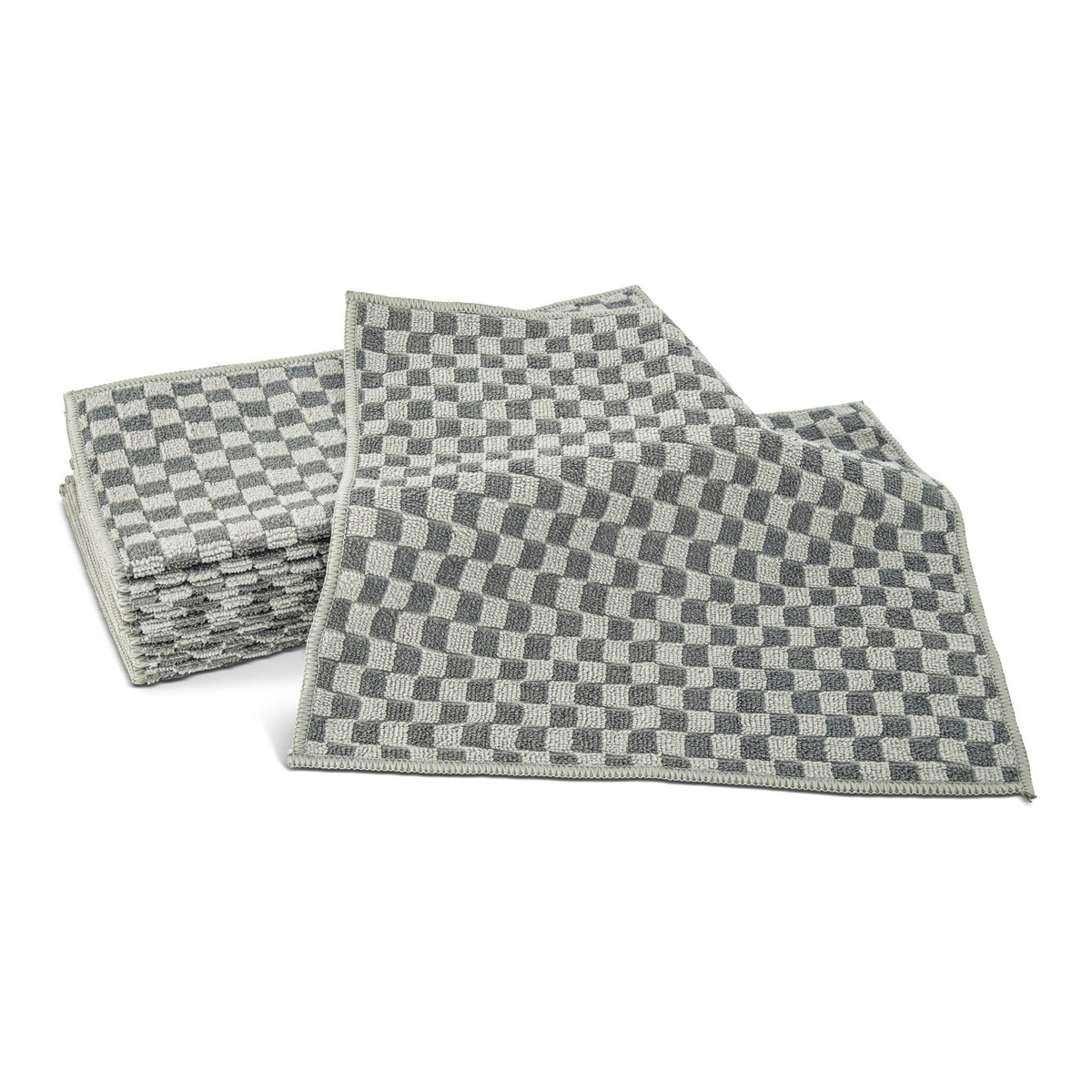 12"x12" 12pk Checkered Microfiber Cleaning Cloth - PW