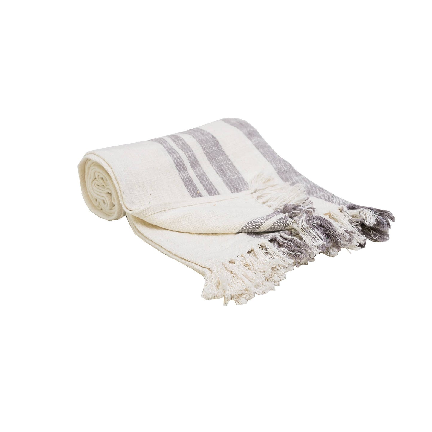 Gray Tassel Throw Blanket