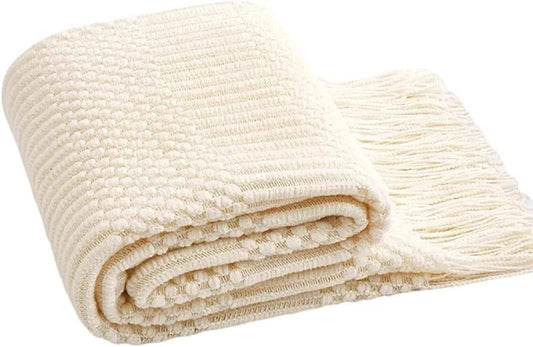 Waffle Stripe 50x60 Inch Throw Blanket: Pink