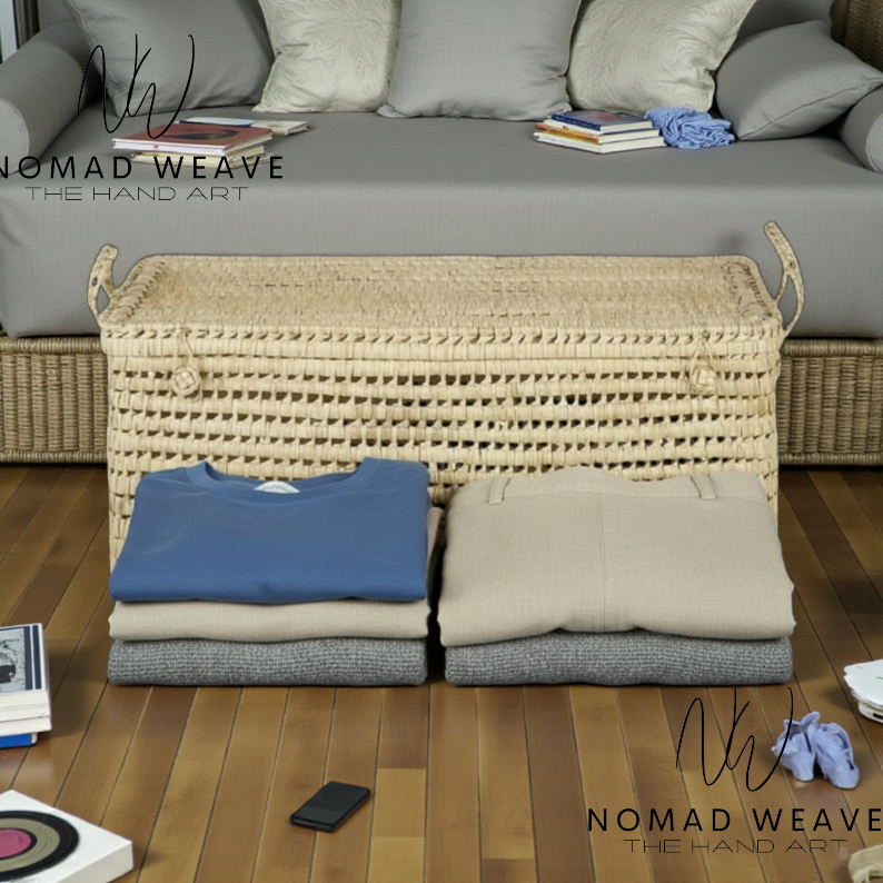 Handmade Palm Storage Chest – Eco-Friendly & Versatile: Small