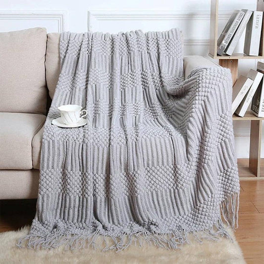 Waffle Stripe 50x60 Inch Throw Blanket: Grey