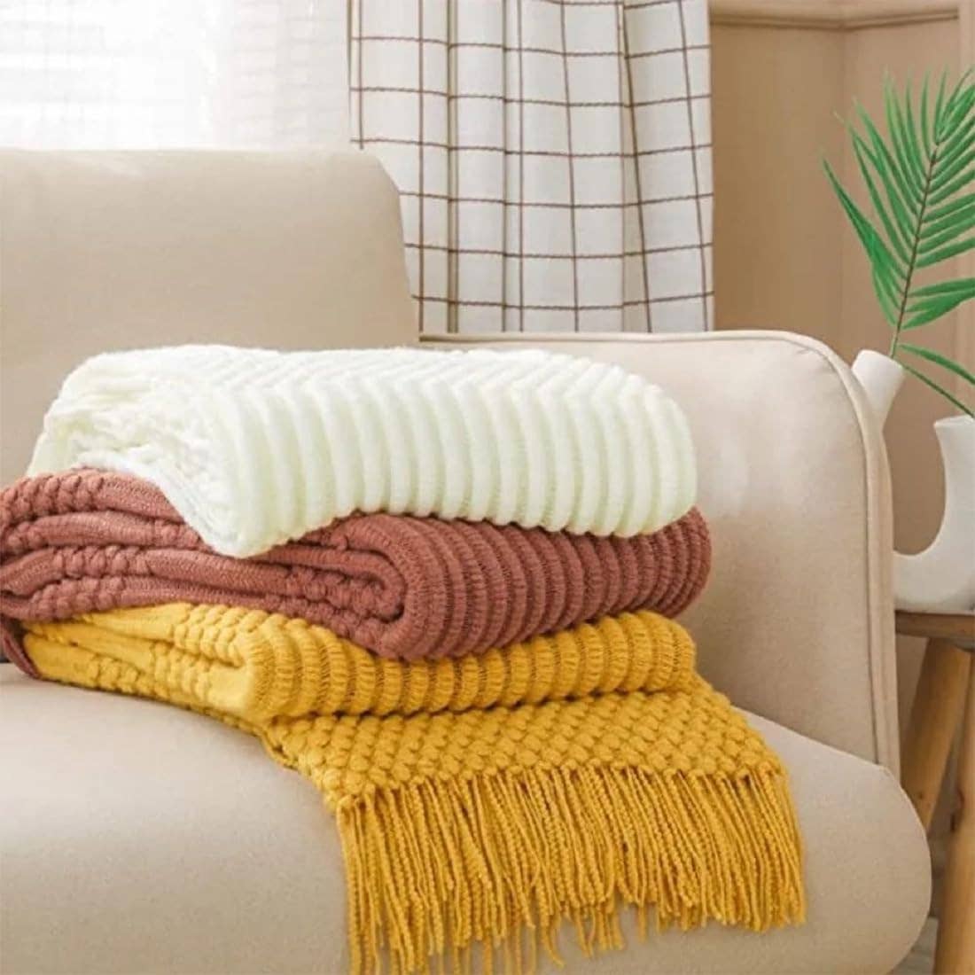 Waffle Stripe 50x60 Inch Throw Blanket: Slate