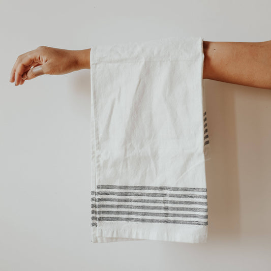 Striped Hand Towel, 6 Black Stripes- Home Decor & Gifts