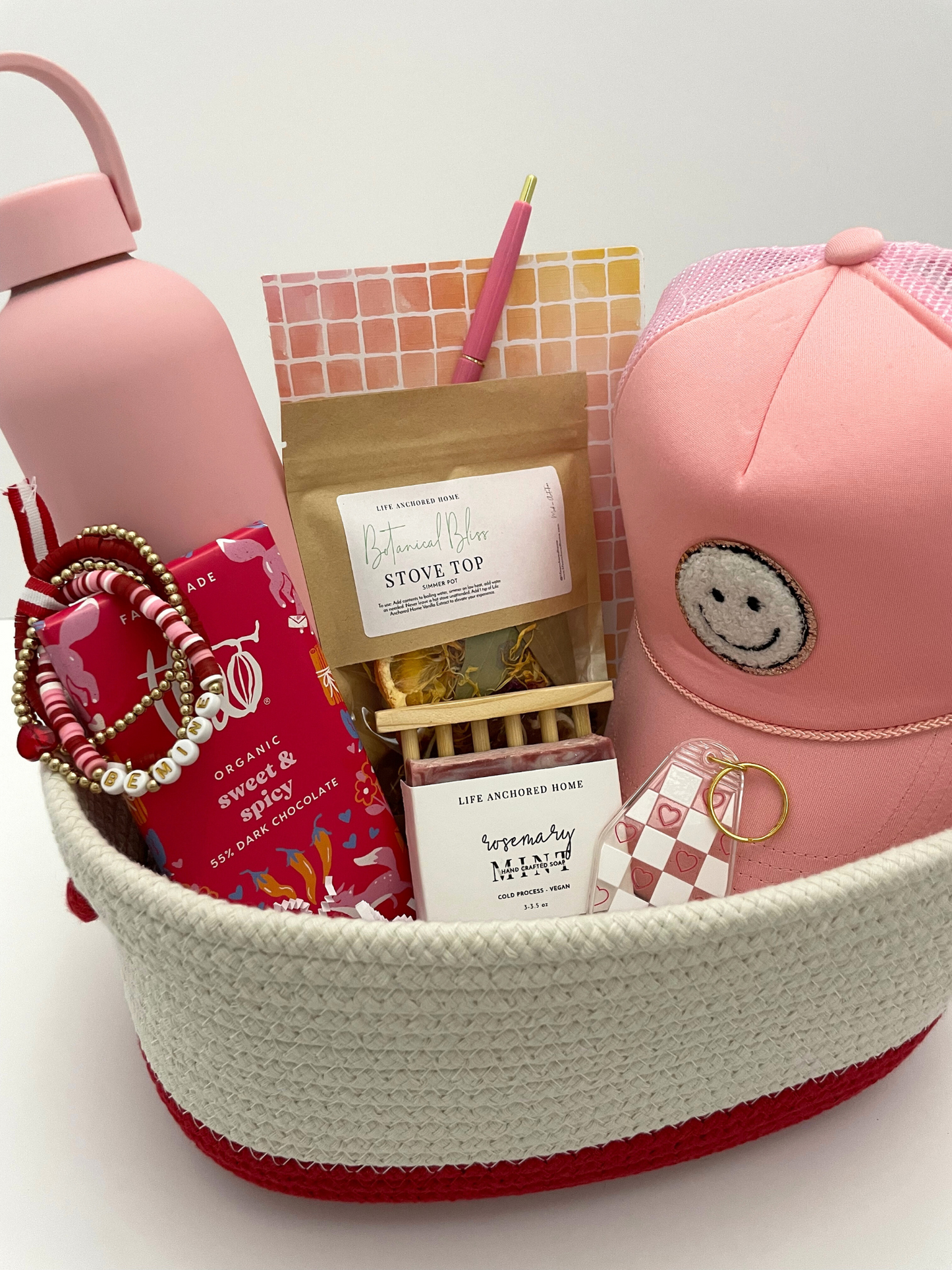 Valentine Galentine’s Day Gift Basket pink curated gift