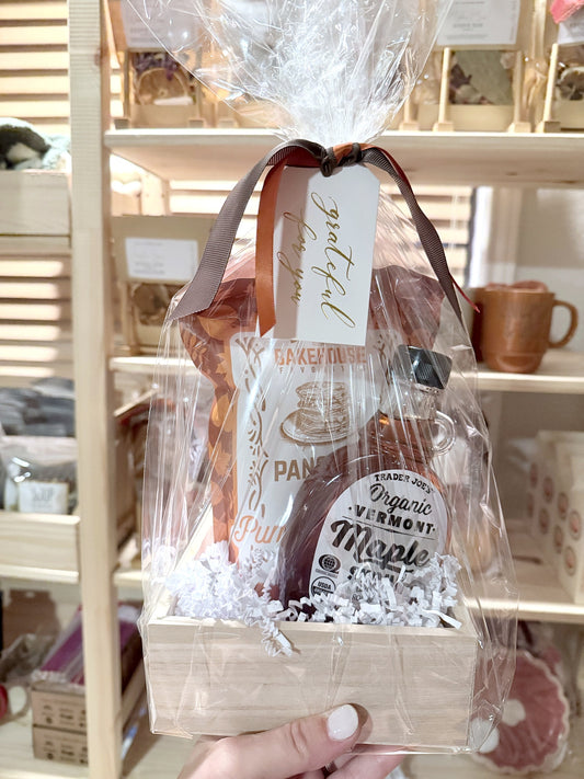 Stacked With Gratitude Pumpkin Spice Pancake & Maple Syrup Thanksgiving Hostess Gift Box