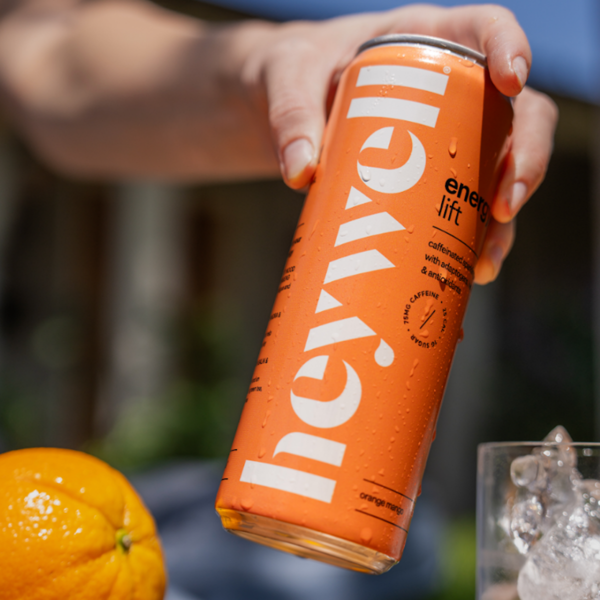 Heywell energy + lift sparkling orange mango - 12 pk cans