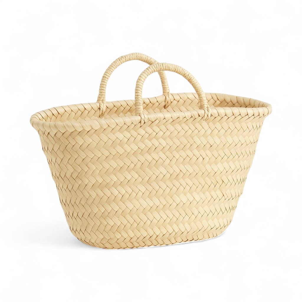 Small french Straw Basket – Natural Market & Beach Bag: Small