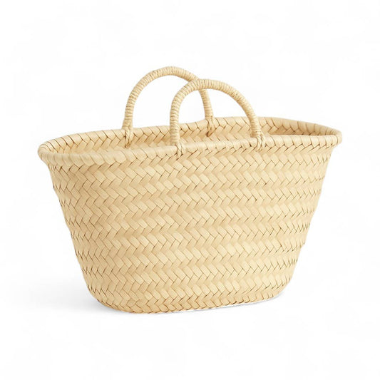 Small french Straw Basket – Natural Market & Beach Bag: Small