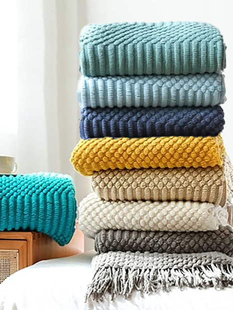 Waffle Stripe 50x60 Inch Throw Blanket: Slate