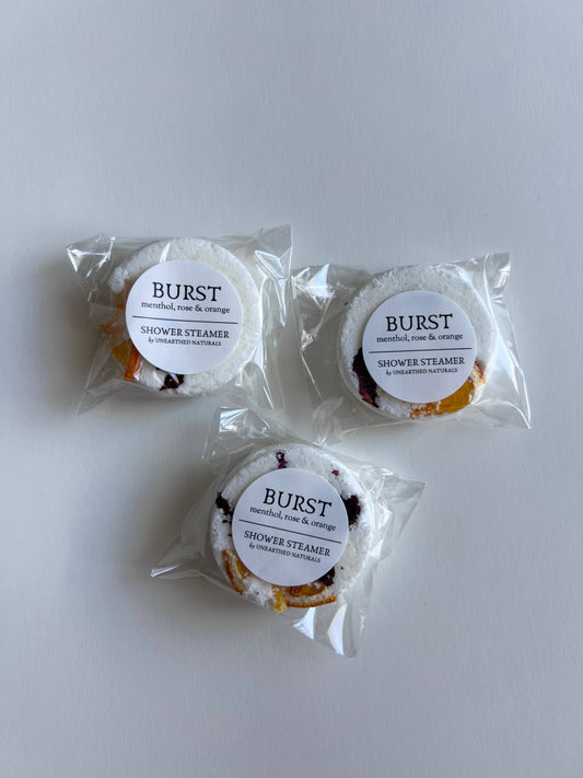 Burst - Menthol, Rose & Orange Shower Steamers | Invigorate