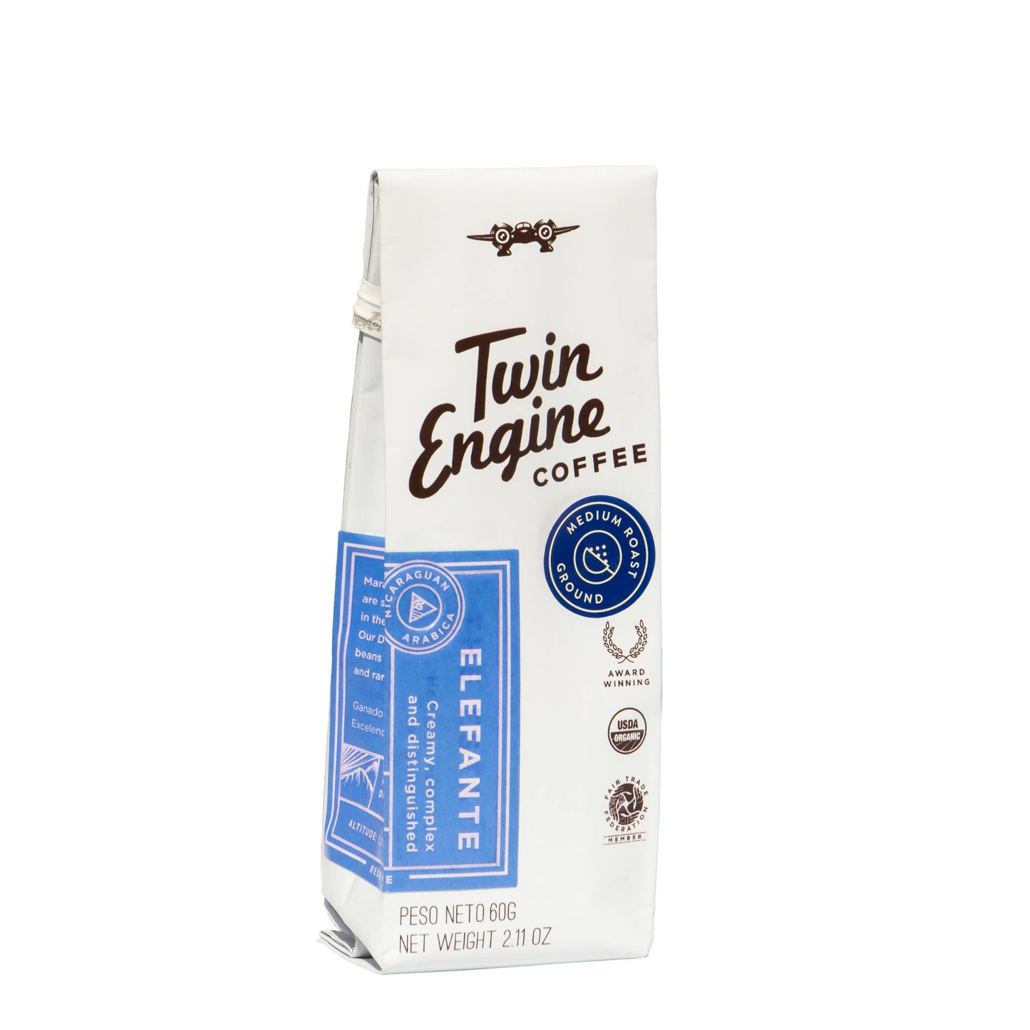 Traveler 1-Pot Organic Specialty Fair Coffee / Elefante : Medium Roast
