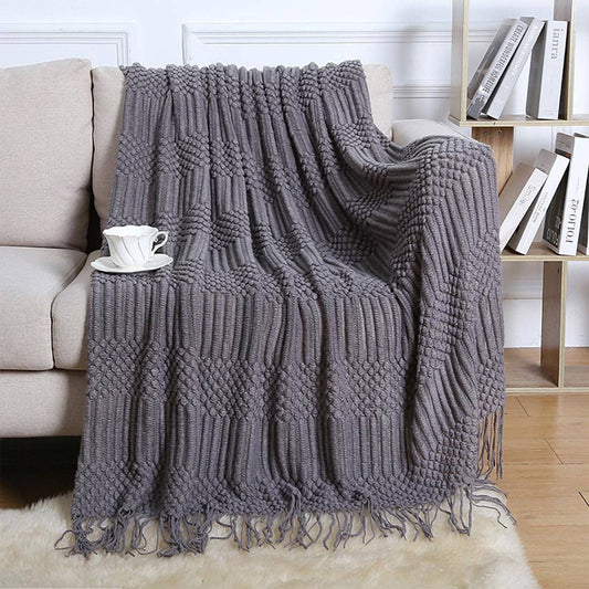 Waffle Stripe 50x60 Inch Throw Blanket: Slate