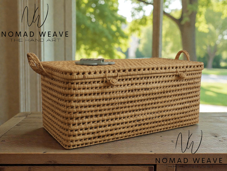 Handmade Palm Storage Chest – Eco-Friendly & Versatile: Small