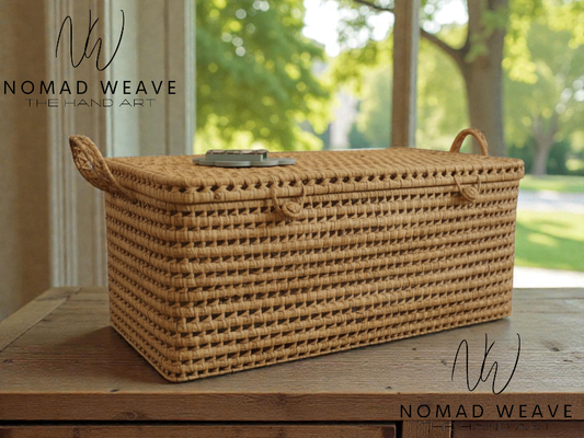 Handmade Palm Storage Chest – Eco-Friendly & Versatile: Small