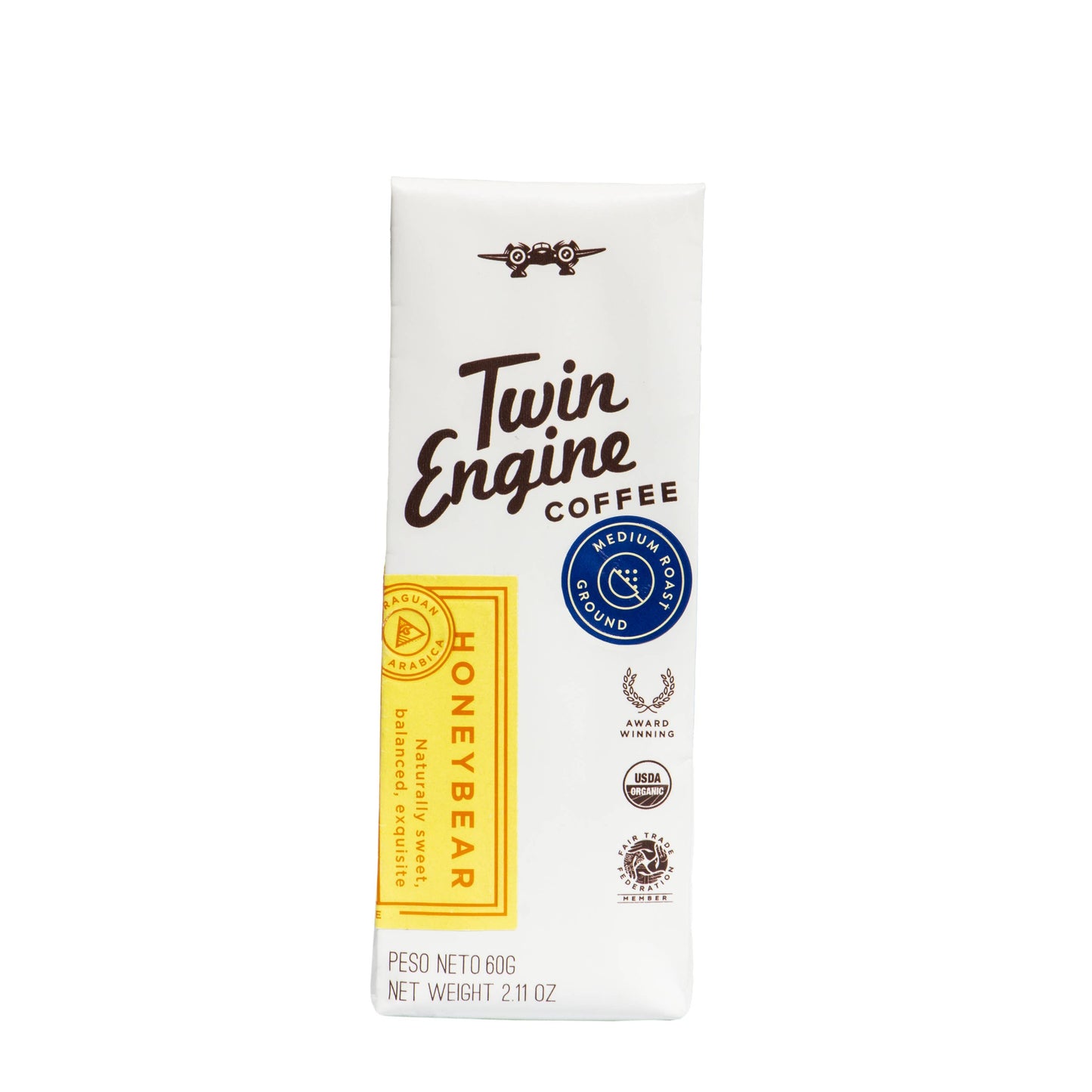 Traveler 1-Pot Organic Specialty Fair Coffee / Honey Bear: Medium Roast