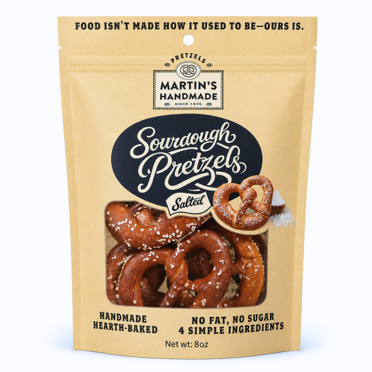 Handmade Sourdough Pretzels, Salted - 8oz Bags: Salted