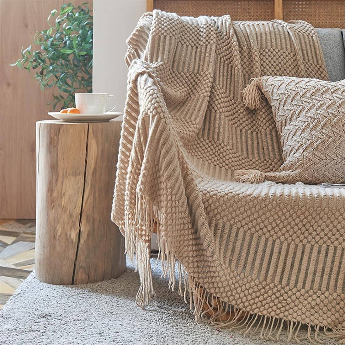Waffle Stripe 50x60 Inch Throw Blanket: Slate