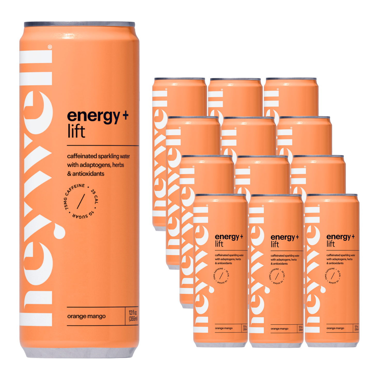 Heywell energy + lift sparkling orange mango - 12 pk cans