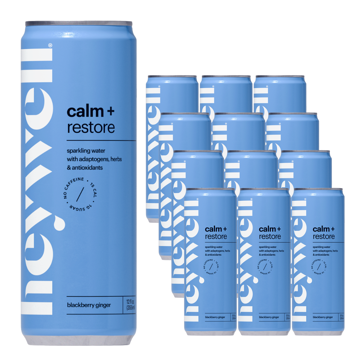 Heywell calm + restore sparkling blackberry ginger - 12 pack