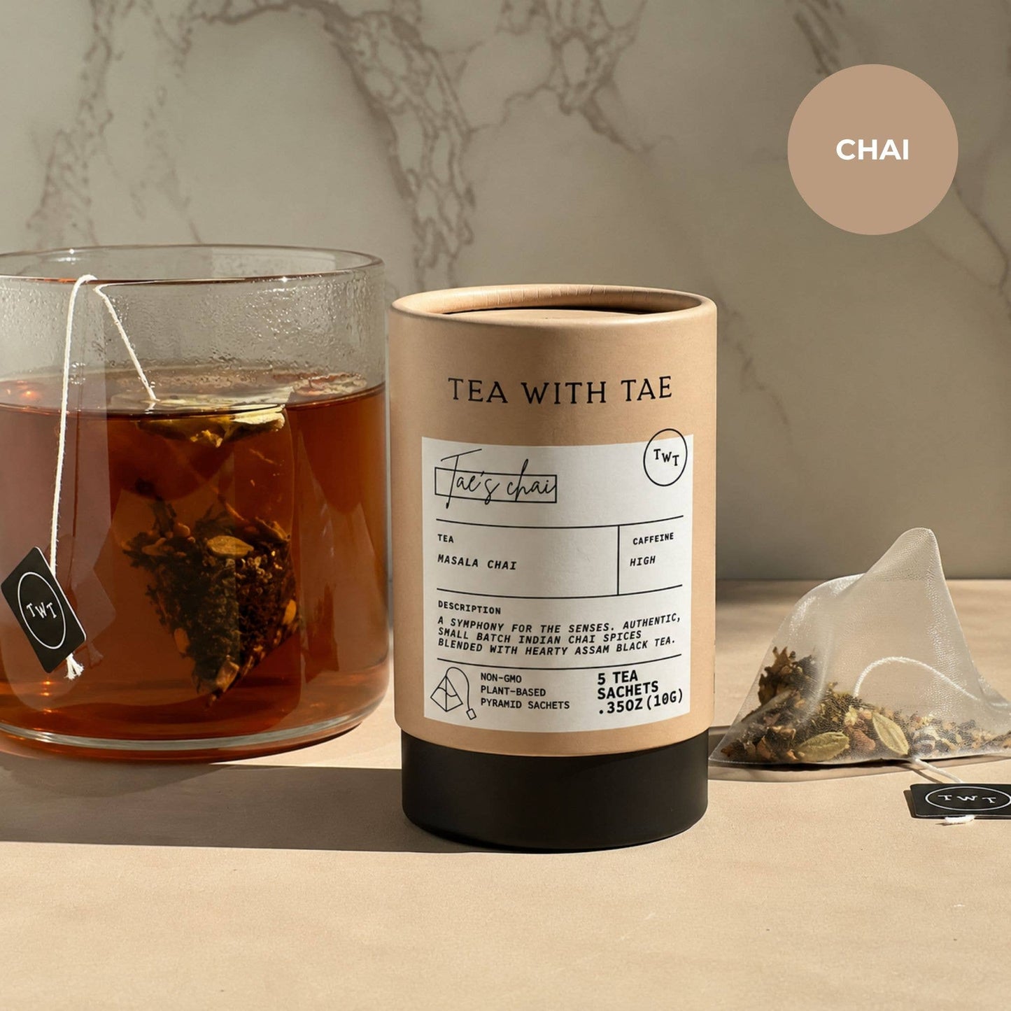 Tae's Chai Black Tea Mini Tea Tube Gift (5 tea bags)