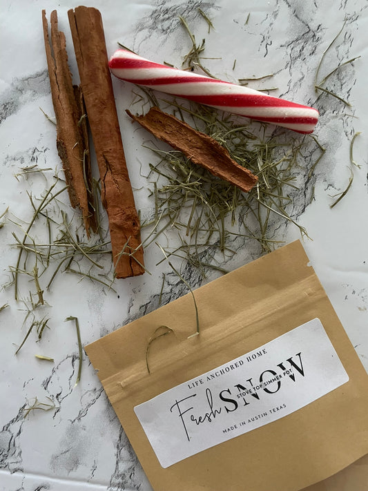 Fresh Snow Simmer Pot Stove Top Potpourri w/ a mixture of Dried Cinnamon, Pine and peppermint/All Natural Gift